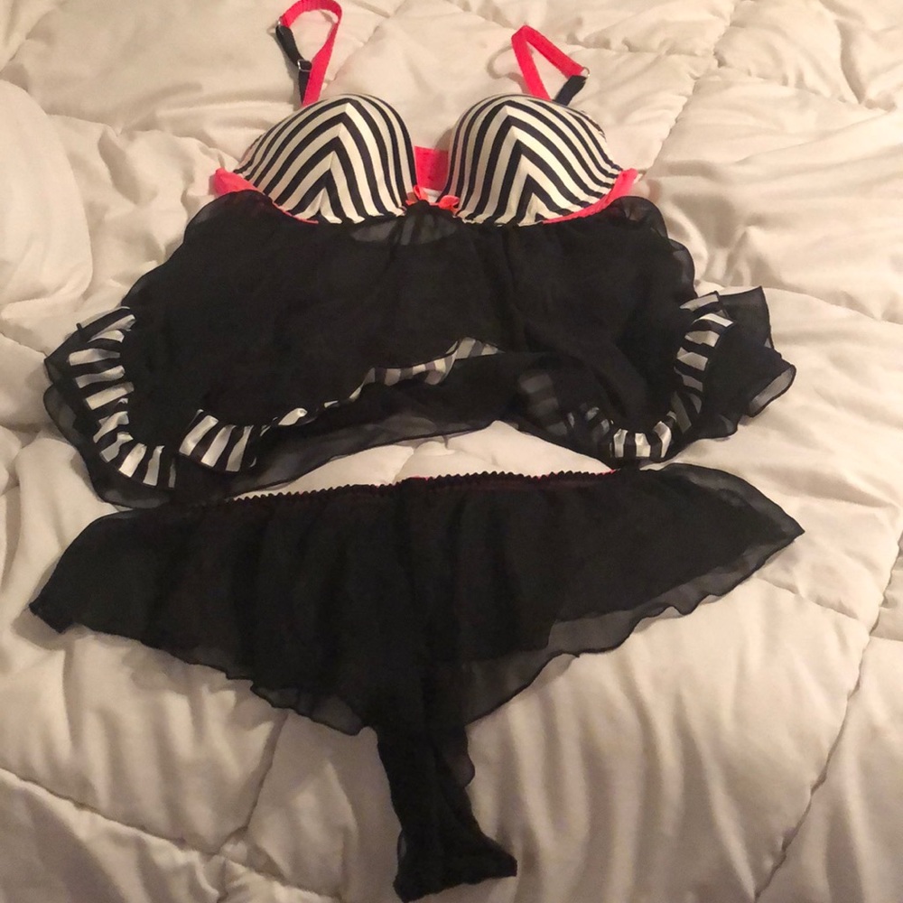 Black and Pink Lingerie Set